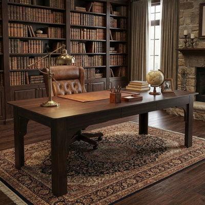 Bureau de direction 69 po Hilda avec 6 tiroirs, finition grain de bois de noyer