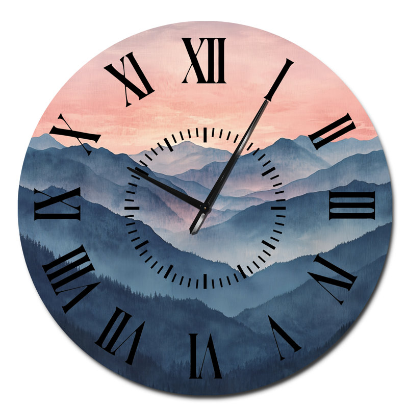 Smoky Sunset Layers - Horloge murale ronde silencieuse en métal, Surdimensionné