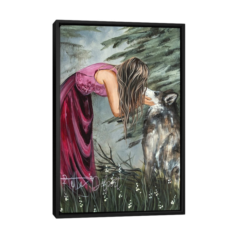 Le loup, Noir, Impression sur toile flottante sans passe-partout, H 26 po x l 18 po