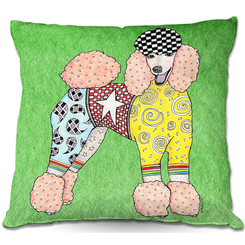  Housse et insert de coussin carré Couch Poodle Dog, 16 po x 1 po, Vert