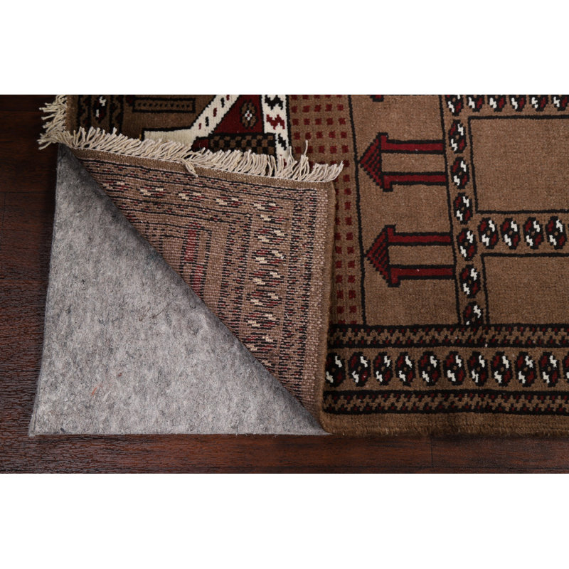 Tapis unique en laine noué à la main Balouch brun 2 pi 7 po x 3 pi 7 po New Age