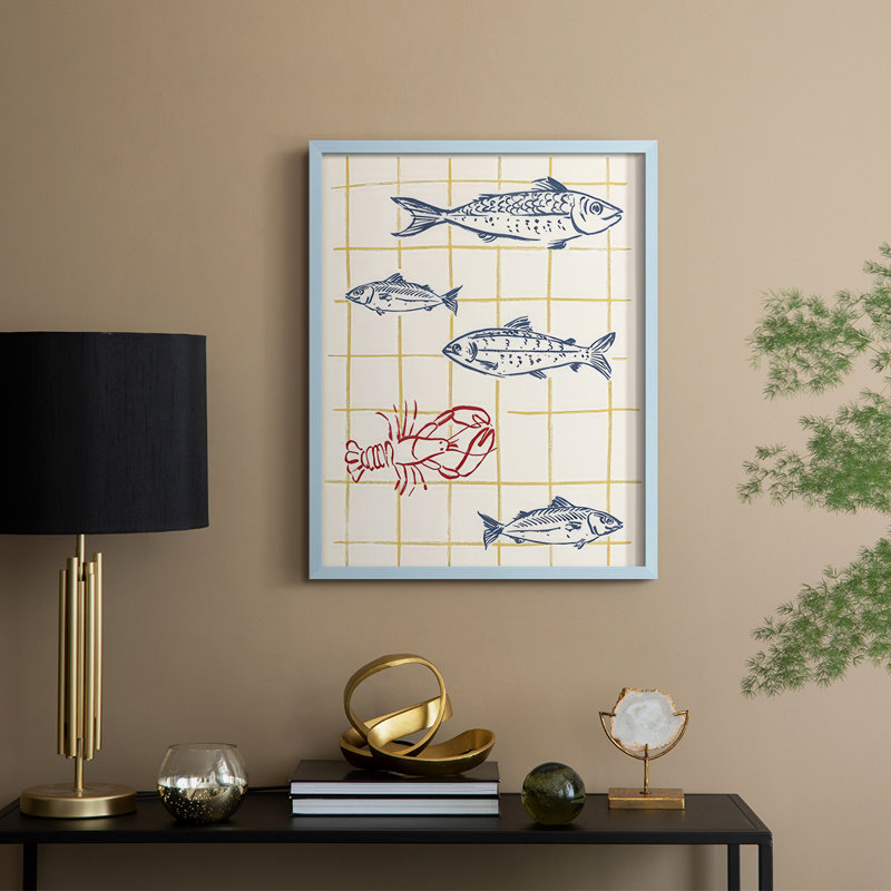 «Salty Sea Friends II», reproduction encadrée - bois massif, Bleu, H 21 po x l 17 po