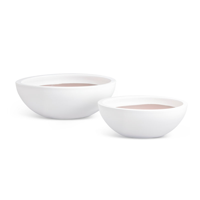 Bassin Earthenware Low Bowls in White, White