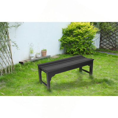 Banc Adirondack en PEHD sans dossier avec texture en bois, siège en poly pour terrasse, jardin, balcon, résistant aux intempéries avec protection contre les rayons UV
