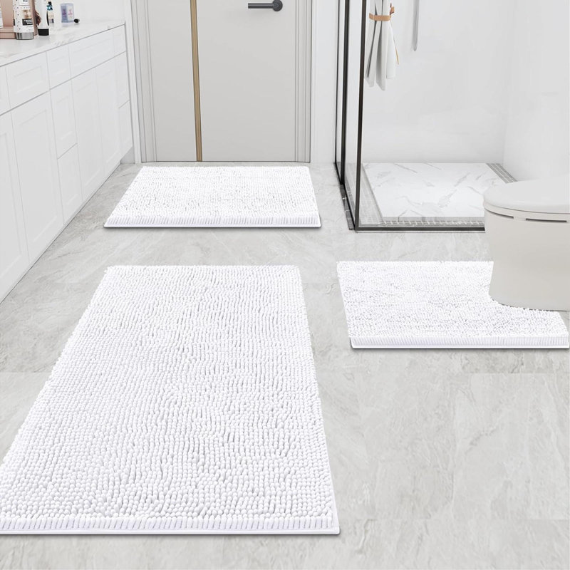 Tapis pour salle de bain Raazia, Blanc
