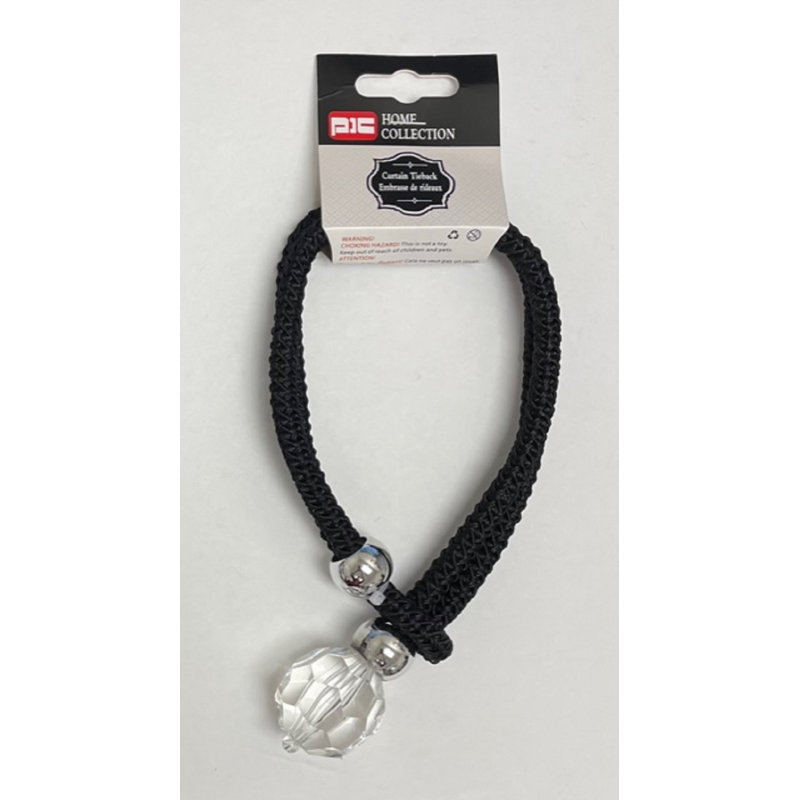 Attache de rideau (17 po) - Boule, Noir