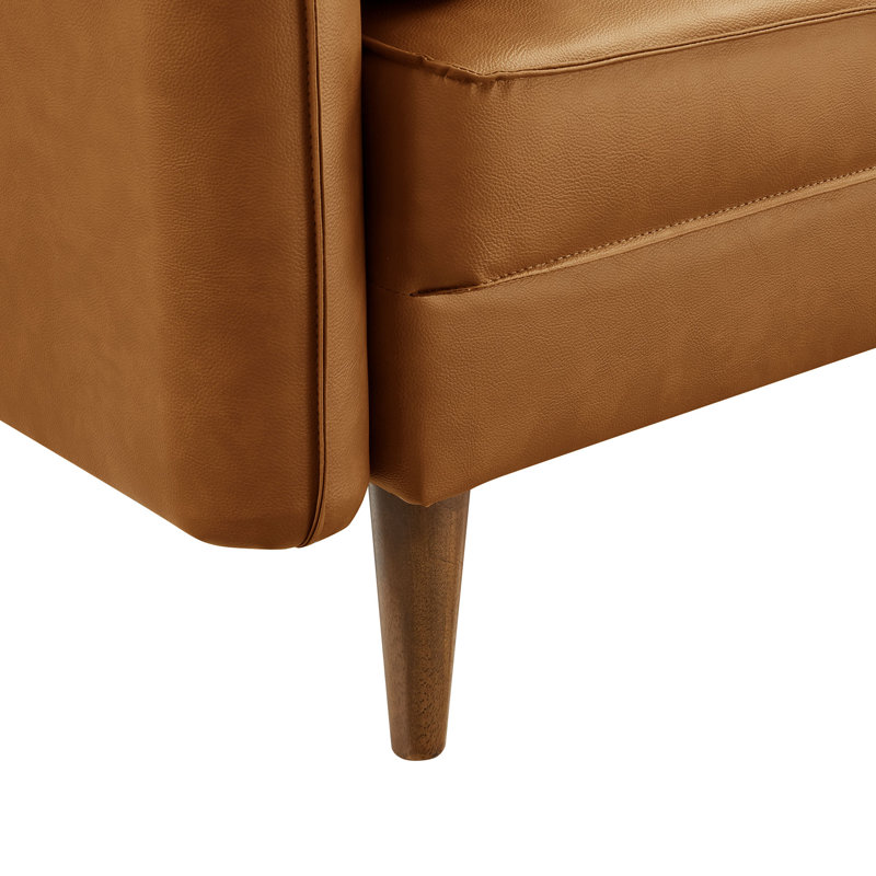 Revive Upholstered Vegan Leather Accent Armchair, Tan Faux Leather
