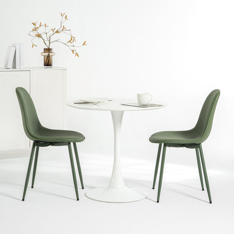 Chaise rembourrée en similicuir Kavi , Similicuir vert haricot / vert haricot