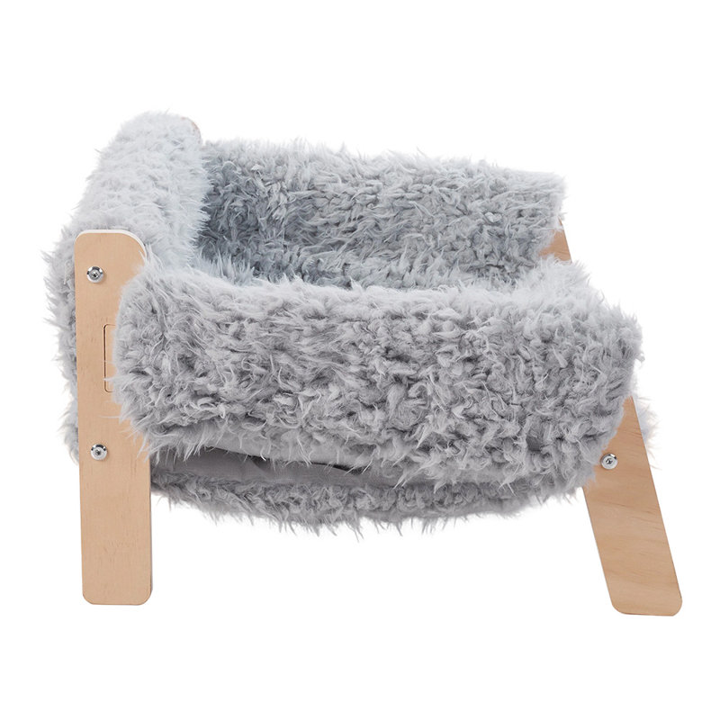 Faux Fur Pet Bed, 27cm H x 56cm W x 45cm D, Grey