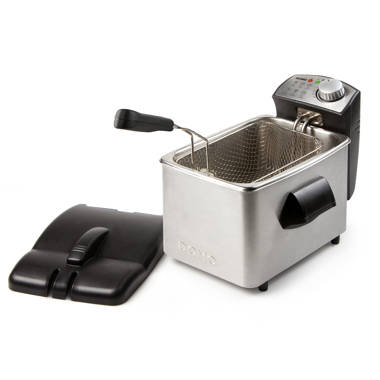 KitchenPerfected 1.0Ltr Compact Deep Fryer - Cream/Black