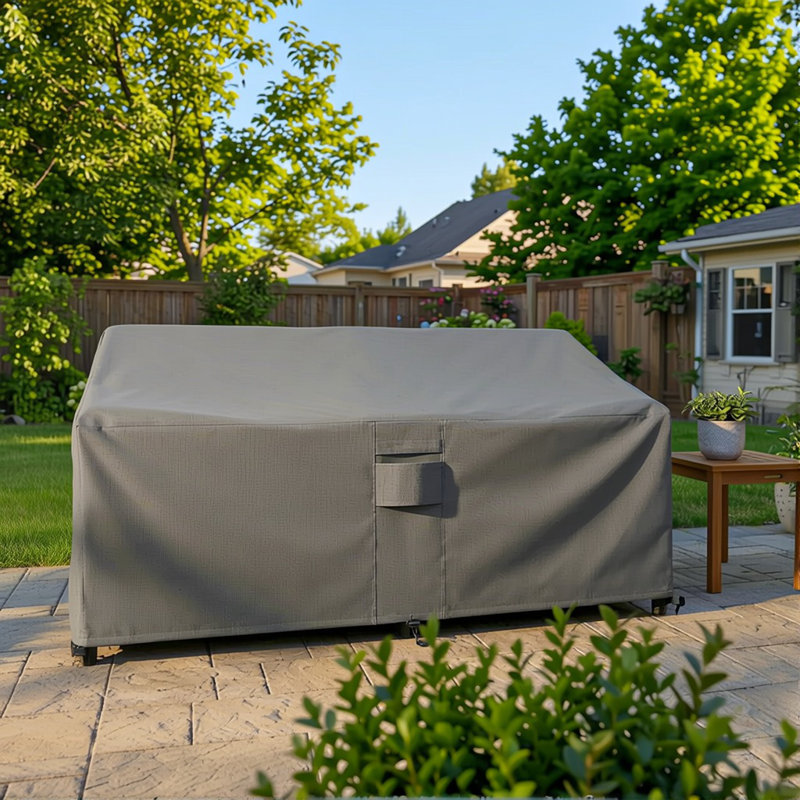 Goodman Weatherproof Patio Sofa Cover with Breathable, Durable Water-Resistant PVC Protection, Adjustable Elastic Hem, Click-Close Straps and Air Holes