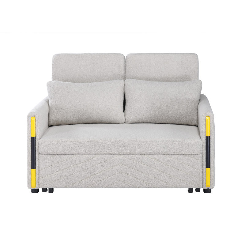 Causeuse-lit en velours avec poches latérales Teddy, Beige