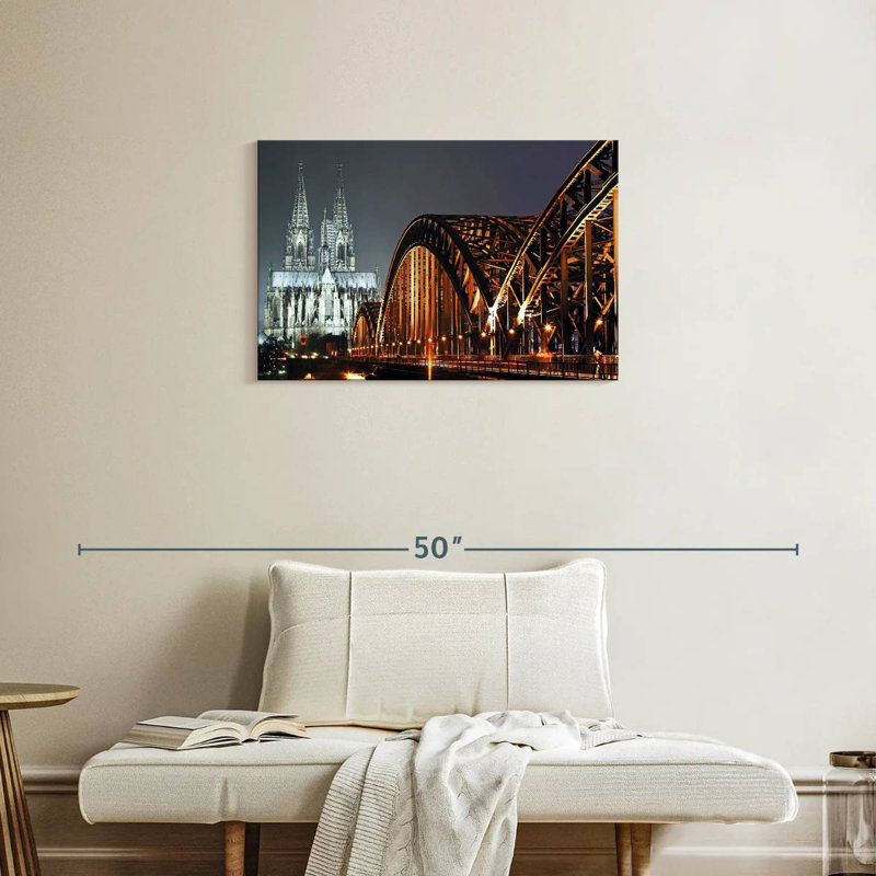Pont vers la cathédrale de Cologne, H 20 po x l 30 po