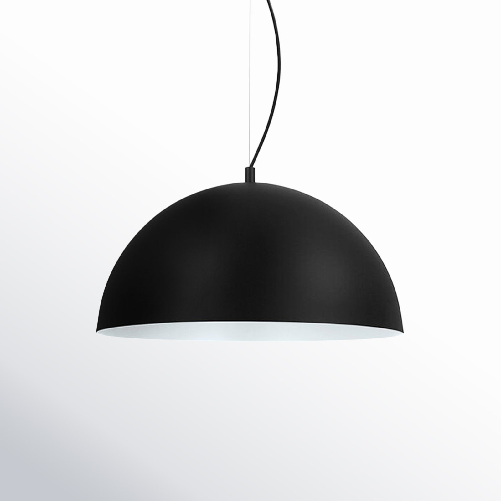 Ainslee Single Light Metal Dimmable Pendant, Black/White, 83.31" H x 10.31" W x 21" D