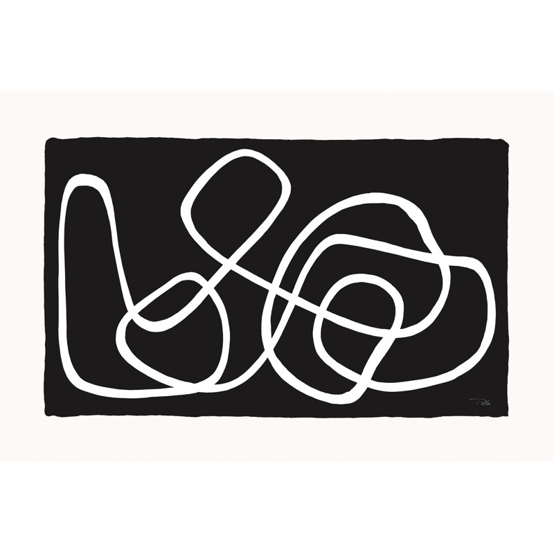«Fanita Lines And Curves On Black I On Canvas» par Pela, reproduction, Noir, H 32 po x l 48 po x P 1,25 po