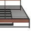 Base de lit plateforme en métal avec couchette, ports USB et support à lattes-1433858442