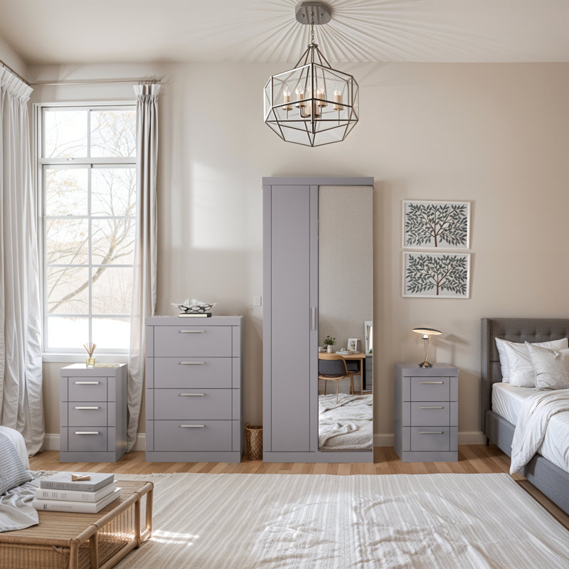 Kimberley 4 Piece Compact Bedroom Storage Set, Grey