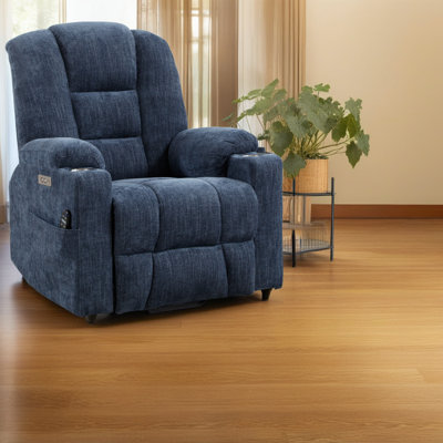 Fauteuil inclinable Power Lift - Certifié ASTM - Double port USB - Tissu chenille - Inclinaison à 155 ° - Massage et chaleur pour personnes âgées
