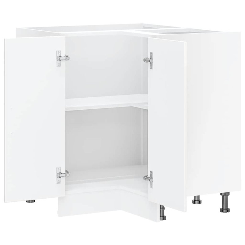 Kitchen Corner Base Cabinet Kalmar High Gloss Engineered Wood, High Gloss White