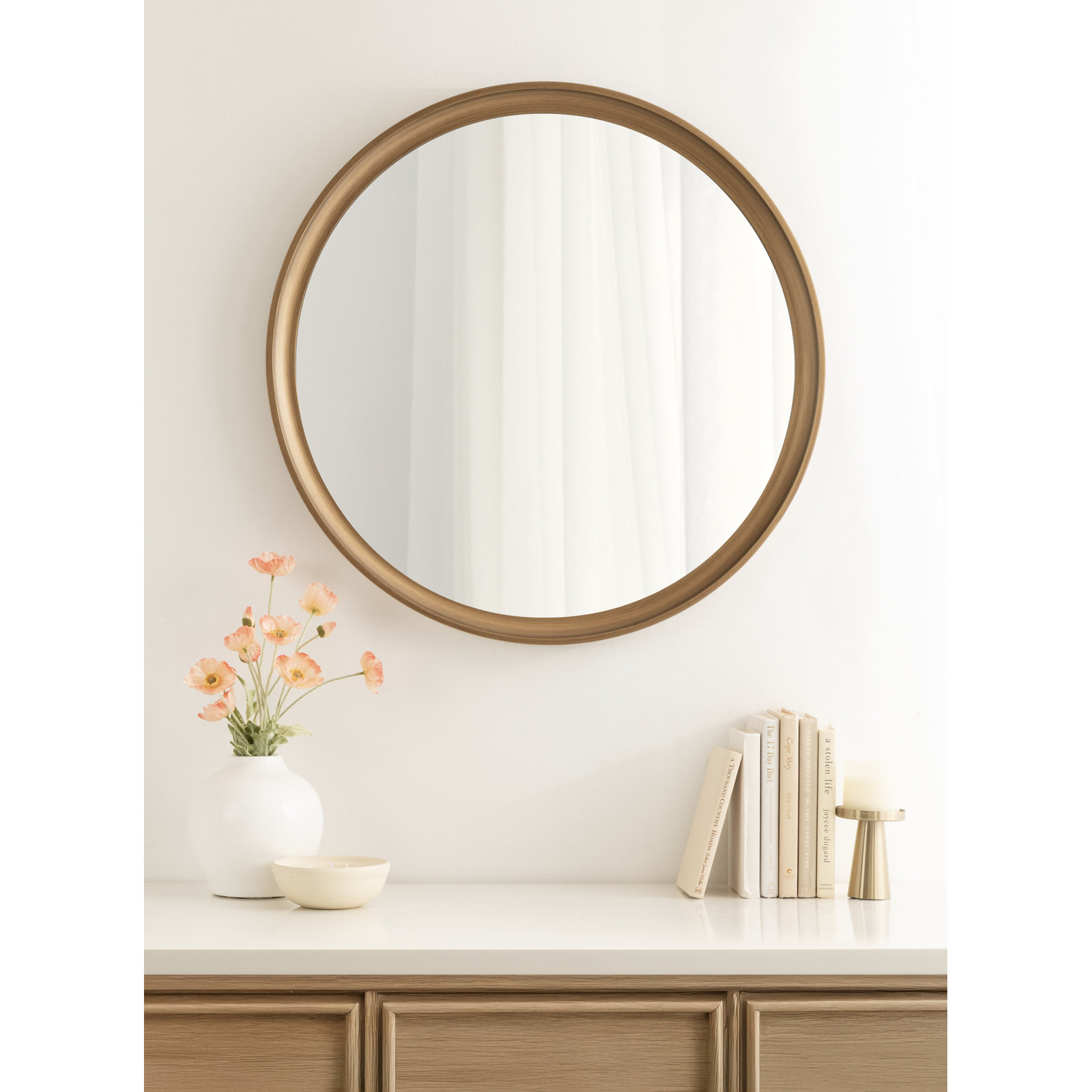 Zoie Wood Mirror, 30" x 30", Gold