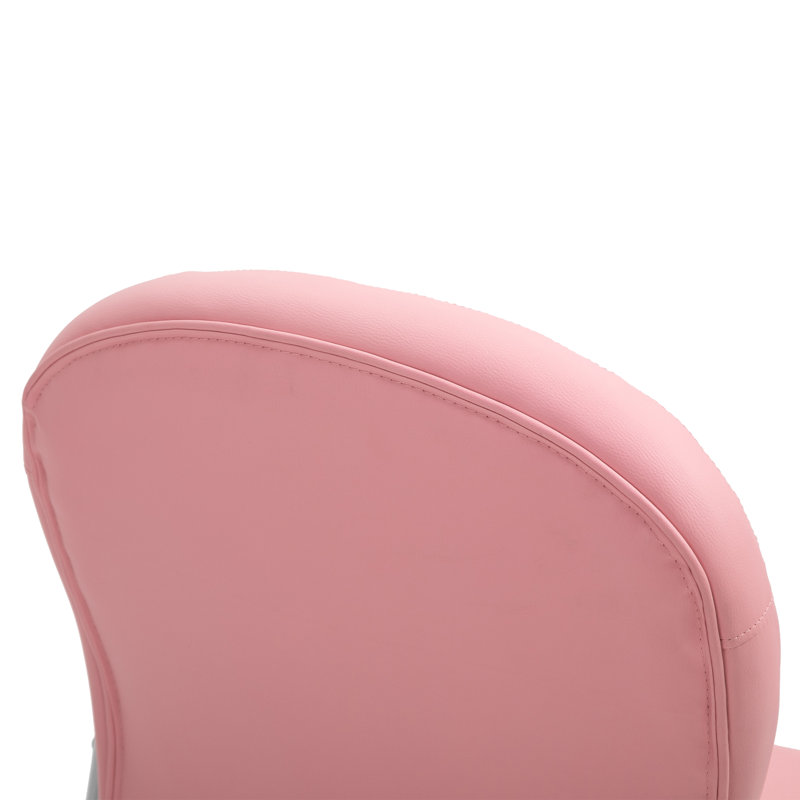 Chaise de bureau en polyuréthane, chaise de bureau capitonnée avec accoudoirs rembourrés, Rose