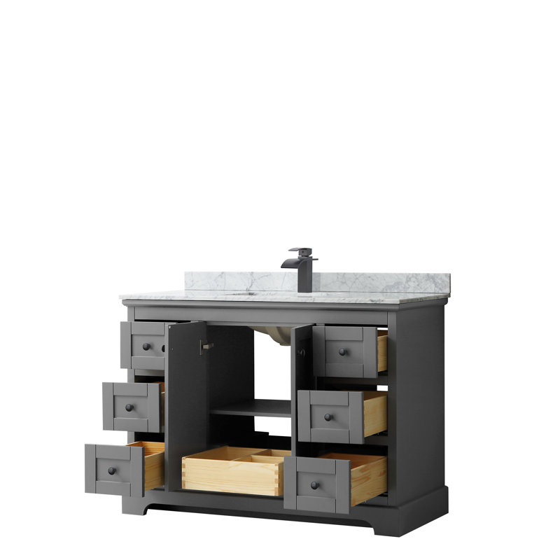 Ensemble de meuble-lavabo simple 48 po Avery, Gris foncé, Noir mat