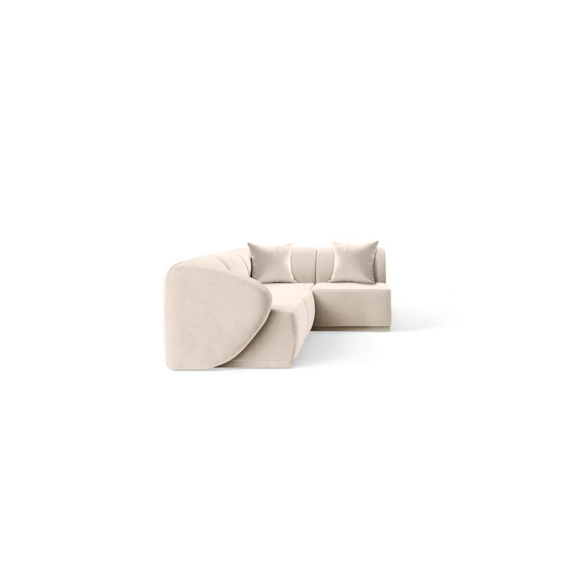 4 Seater Velvet Chaise End Sofa, Beige Velvet