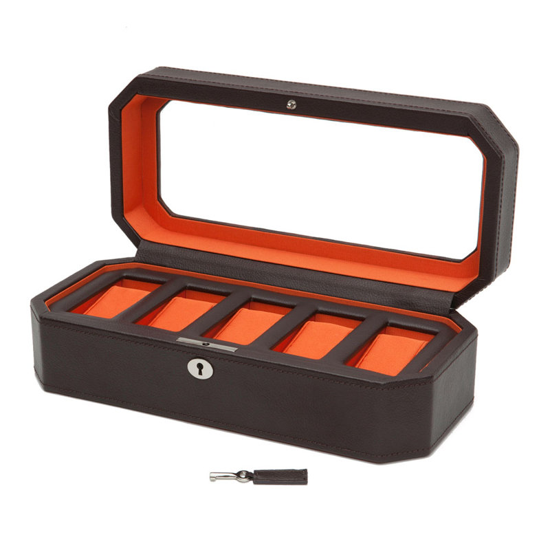 Windsor 5 Piece Watch Box, Brown/Orange