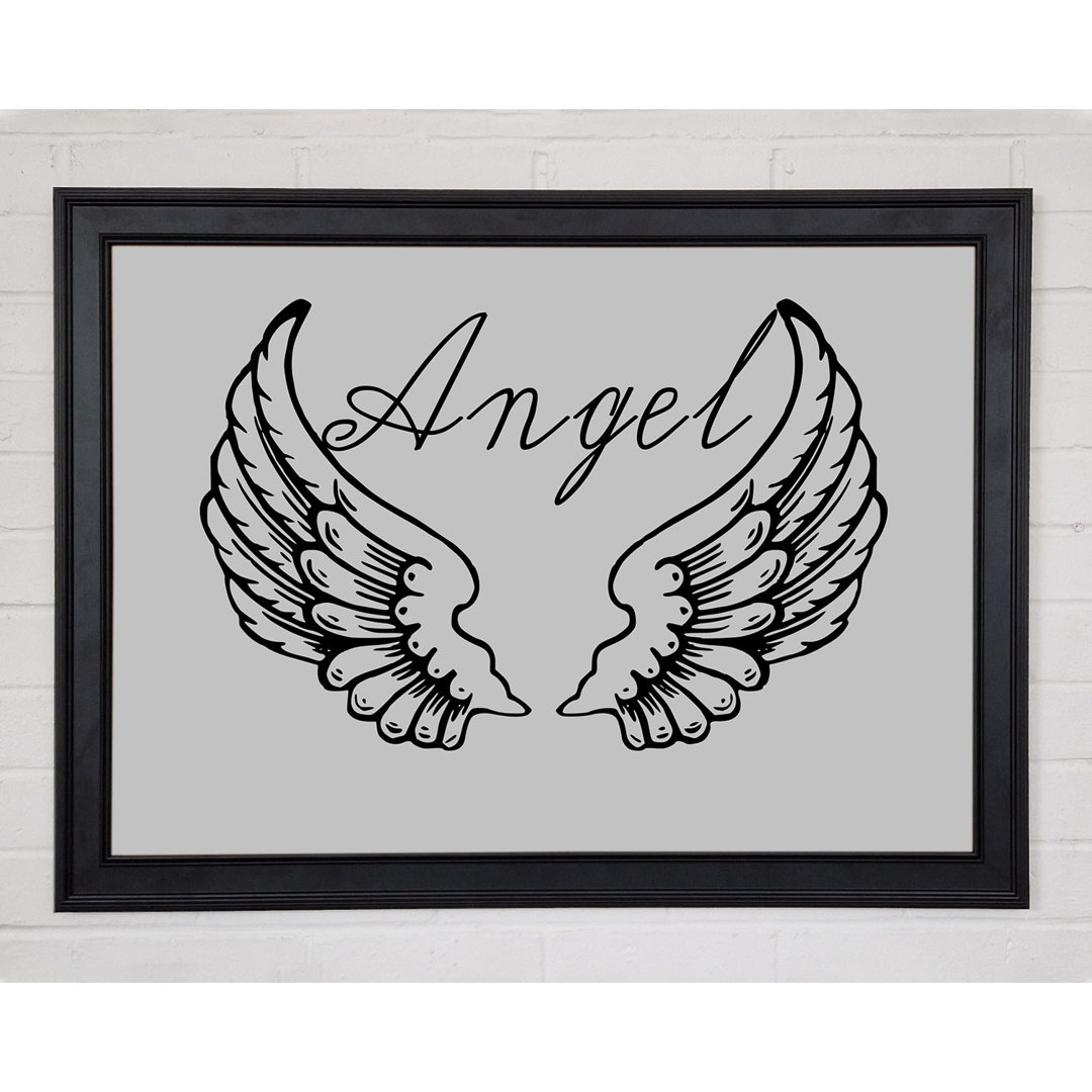 Angel Wings 4 Grau Gerahmter Druck 10147