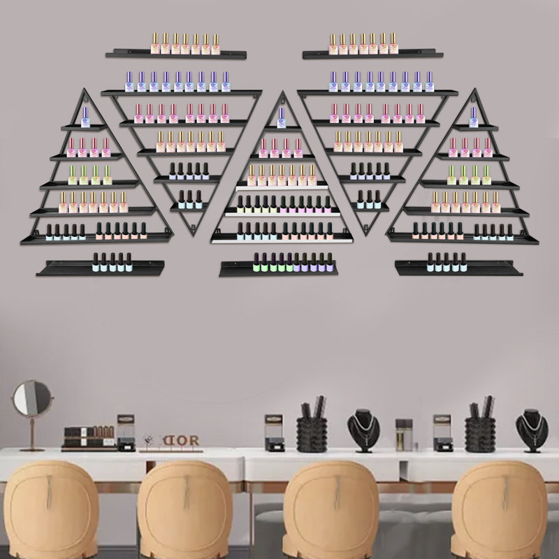 Porte-vernis triangulaire mural à 5 niveaux, Noir mat