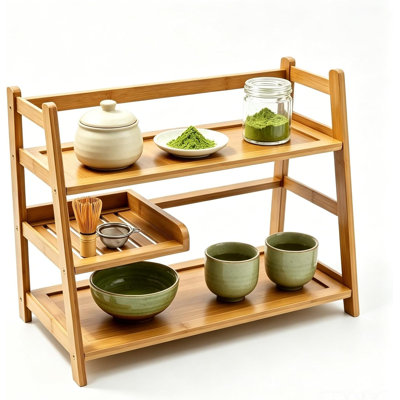 3 Tier Bamboo Matcha, Coffee Station, Countertop Organizer Shelf for Matcha Powder, Tools, Cups, Easy Install for Home Baristas, Matcha Lovers