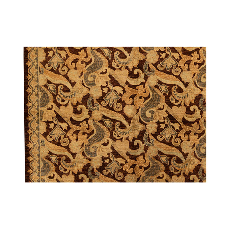 Tapis brun / jaune de haute qualité noué à la main