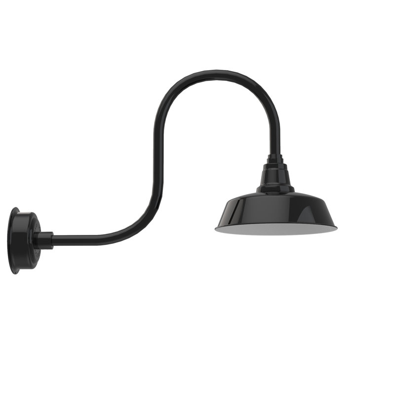 Luminaire de grange d'extérieur à DEL Vandervliet, H 9 po x l 12 po x P 17 po, Noir
