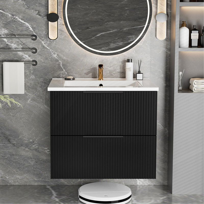 Armoire noire sans lavabo, Black, 24"