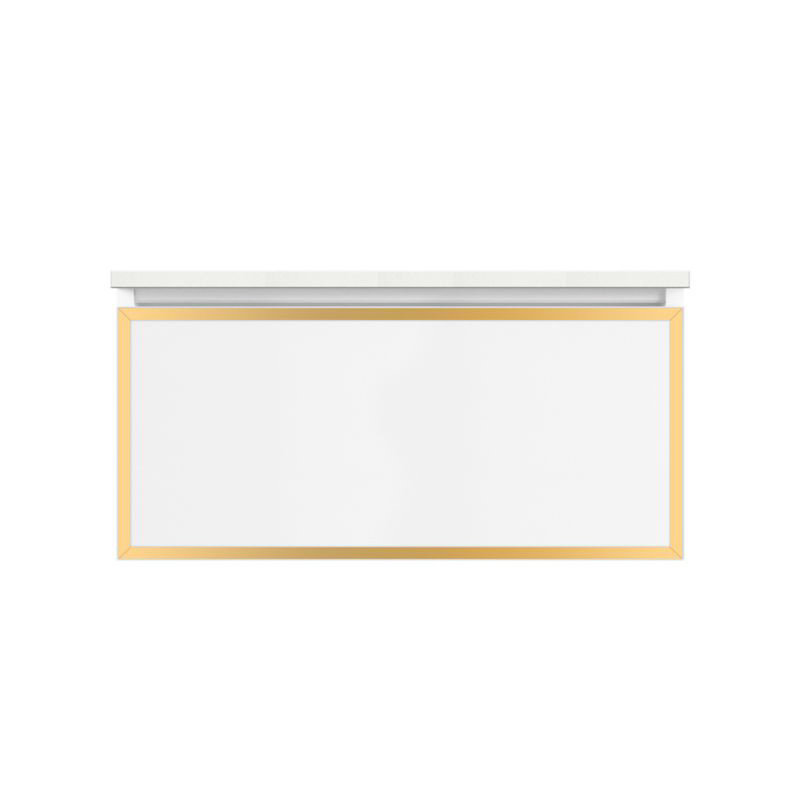 Profiles Framed 36" Single Bathroom Vanity Base Only, Full Drawer, Yes, Beach/Matte Gold