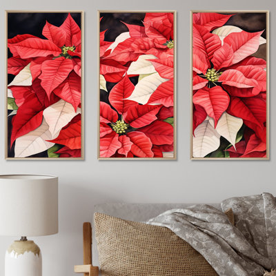 Poinsettias Minimalisme de rêve - Ensemble de décoration murale poinsettias
