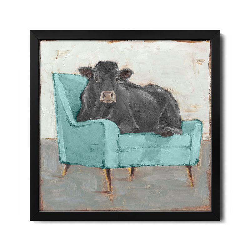 Moo-ving In IV - Black, affiche encadrée de qualité supérieure par Ethan Harper, H 16 po x l 16 po