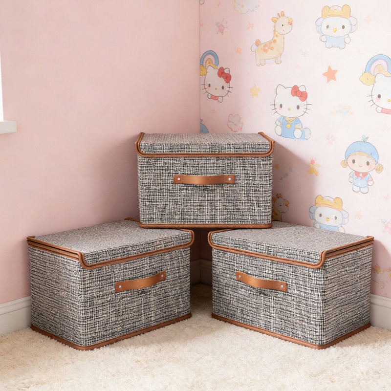 3Pack Large Storage Bins Set,Storage Baskets Pack of 3 Foldable Storage Boxes Cubes with Lids, Fabric Storage Bin Organizer Collapsible Box Containers for Nursery,Closet,Bedroom,Home