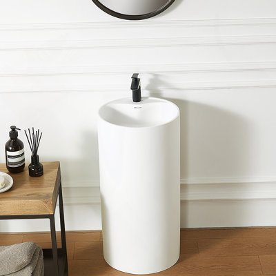 Lavabo de salle de bain à piédestal à surface solide 66S-08