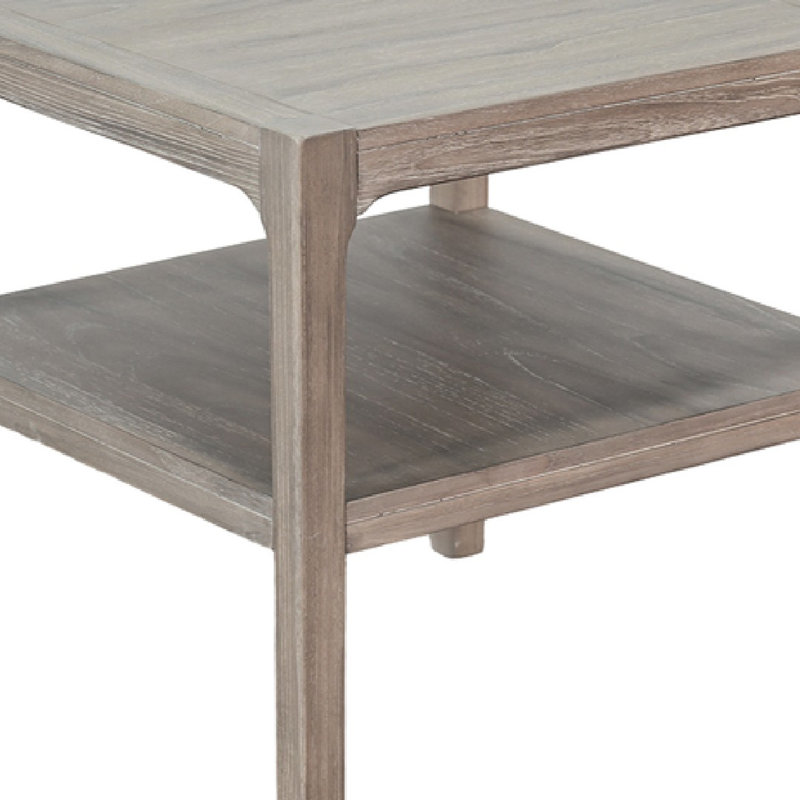Table d'appoint latérale avec tablette inférieure, plateau carré de 24 pouces, brun naturel