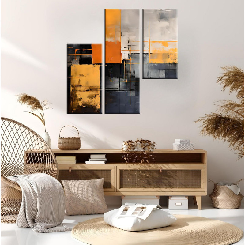 Stunning 3-Piece Decorative Canvas Painting Set, 100% Wooden Frame, 7.9 x 15.7 inches (2 Pieces) & 7.9 x 23.6 inches (1 Piece) | 50% Cotton / 50% Polyester, Vibrant Digital Printing | Perfect for Home Décor & Art Lovers