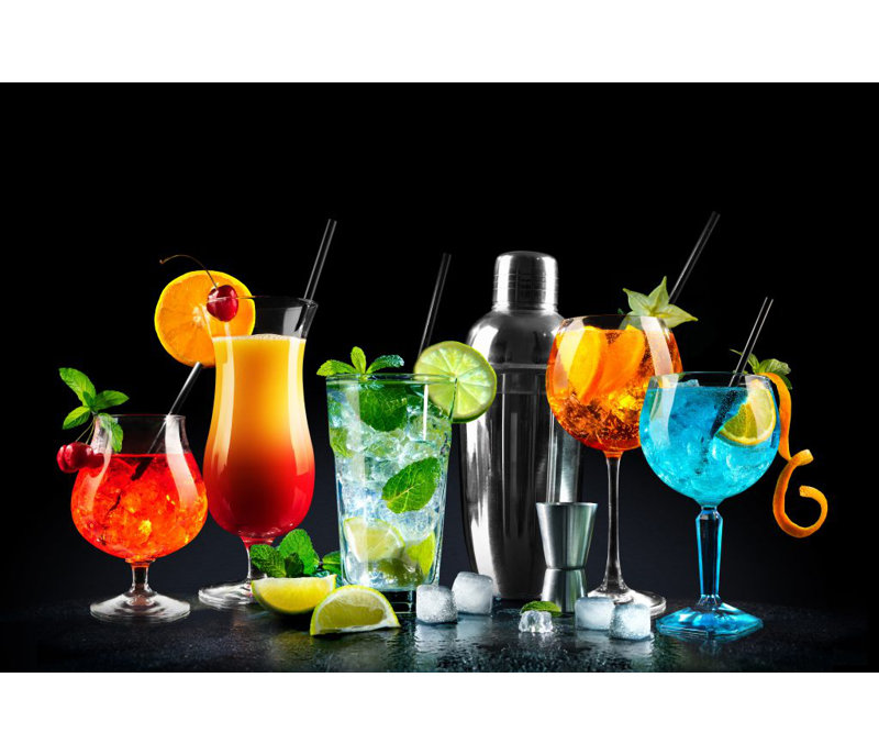 Imprimé acrylique cocktail d'agrumes, H 40 po x l 60 po x P 1 po, Cadre arrière en métal