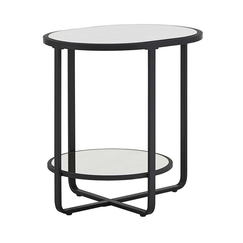 Brendis Mirrored Glass Top End Table