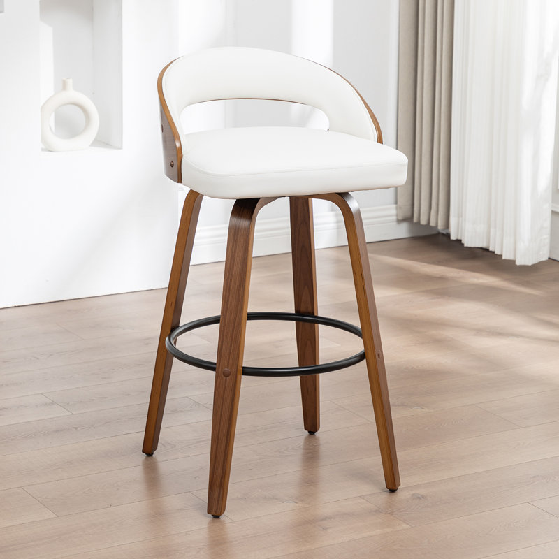 Swivel Upholstered Counter Stool, White, Counter Stool (63.5cm Seat Height)