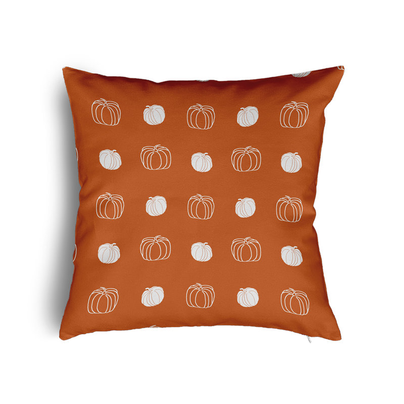Pumpkin Pattern Accent Pillow with Insert, 16"H x 16"W, Dusty Orange