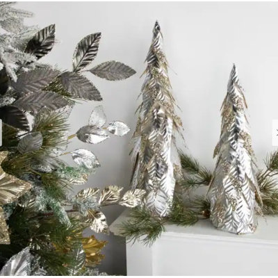 20" Mirror Metalic Cone Tree-4 Pcs