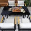 Ensemble repas en fer avec accoudoirs en bois d'acacia adapté au patio-1283266150