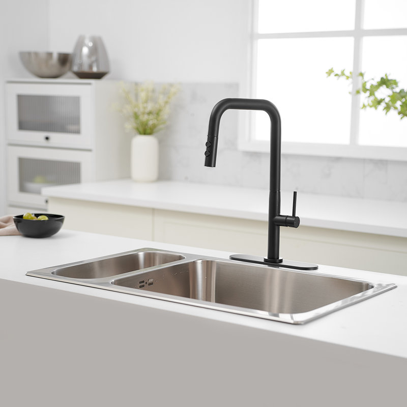 VIBRANTBATH Pull Down Kitchen Faucet, Matte Black