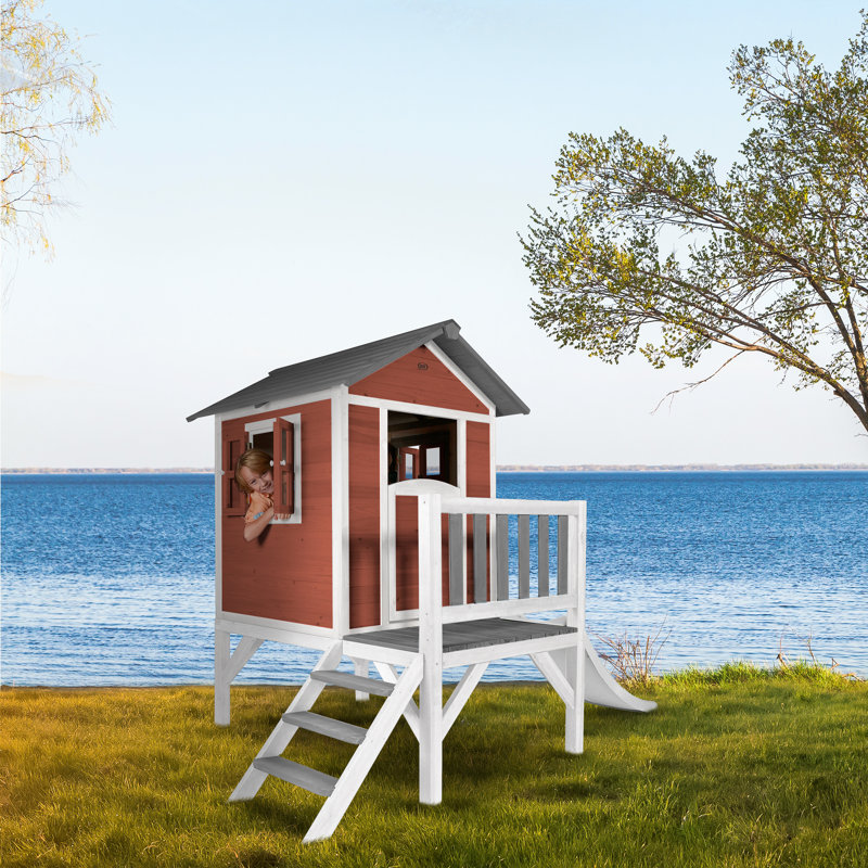 AXI 261cm W x 167cm D Outdoor Hemlock Wood Luxury Playhouse, Red