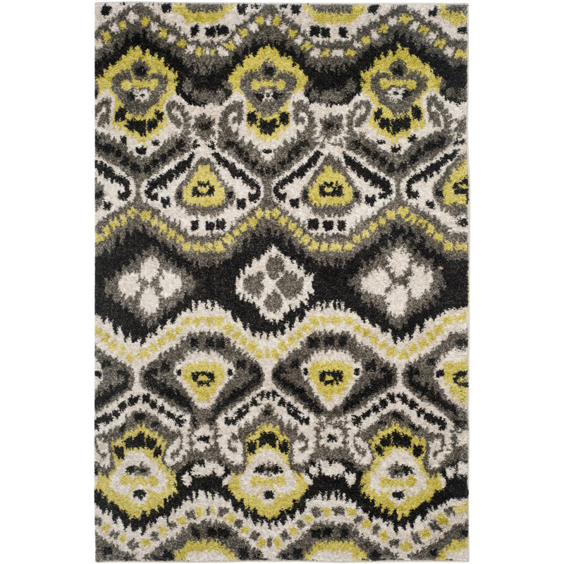 Tapis à poils longs Savorey Performance Ikat, Rectangle 5 pi 1 po x 7 pi 6 po